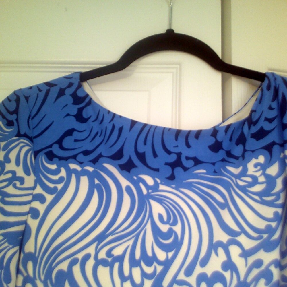 Chico's Tie Waist Dress Blue Paisley Waves Pattern size 3 /XL / 16 - Picture 6 of 7